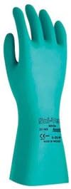 Ansell Glove Chemical Resistant Size 10.0 Nitrile Green Flock Lined15Mil Sandpatch Finish 13" Straight Cuff Sol-Vex 37-175 -1 Dozen Pairs