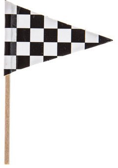 Checkered Flag Race Car Cupcake Toppers Food Picks Party Black White Pack of 24