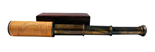 MAH 12 Inch Brass Ship Captain Telescope/Spyglass with Wooden Box. C-3132