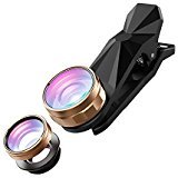 SEHOO Cell Phone Lens, 3 in 1 Clip-On iPhone Lens Kit, 180 Degree Supreme Fisheye, 0.67X Wide Angle Lenses with 10X Macro Lens for Samsung Android Smartphones iPhone