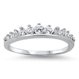 Journey Tiara Cubic Zirconia Ring Sterling Silver 925 (Sizes 3-15)