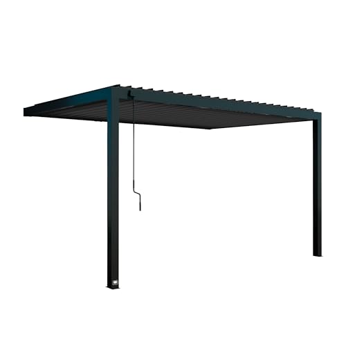 Backyard Discovery Evanston 14'x10' Galvanized Steel Wall-Mounted Louvered Pergola Kit with Adjustable Roof, Shade, Rain Protection, High-Wind Rating, PowerPort, Gutter System for Outdoor Patio, Deck image 19