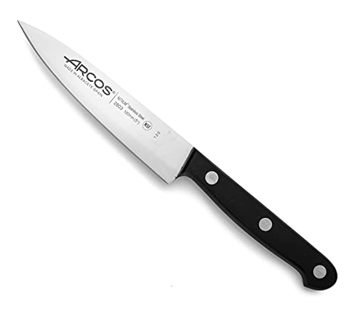 Küchenmesser Chef aus Edelstahl - Ergonomischer Griff aus Polyoxymethylen, Ideal für Schneiden und Schälen von kleinen Lebensmitteln - Klinge 120 mm, Farbe Schwarz, Serie Universal