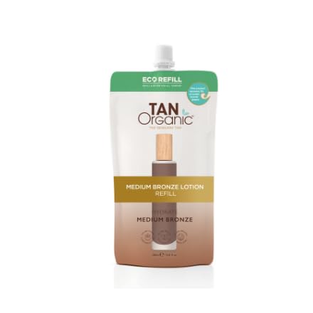 TanOrganic Self Tan Lotion Refill Eco Pouch 200ml | 100% Natural, Paraben-Free & Certified Organic | Plastic-Negative, Face & Body | Smooth, Streak-Free Bronze Tan