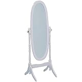 Roundhill Furniture Traditional Style Wood Cheval Floor Mirror, White