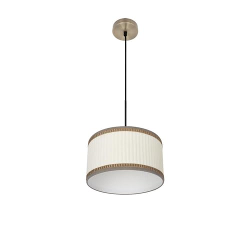 PRENDELUZ Ciondolo luce E27, pelle beige, dimensioni 30x30 cm, ideale per decorare e ambientare spazi interni.
