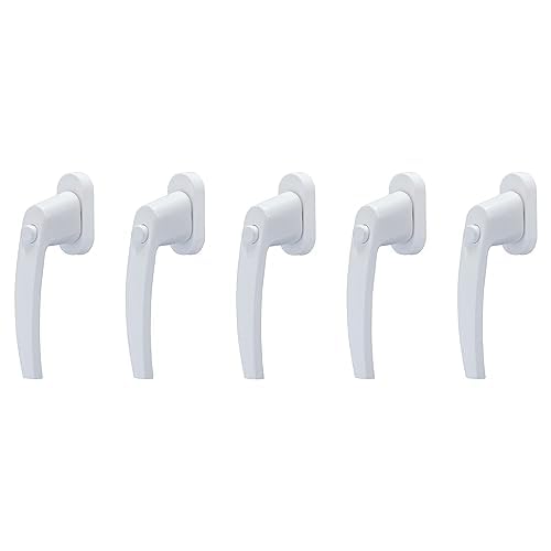 ABUS FG50 Window Handle - Window Lock with Lockable Push Button - Set of 5 - ABUS Security Level 1 - 79050 - White