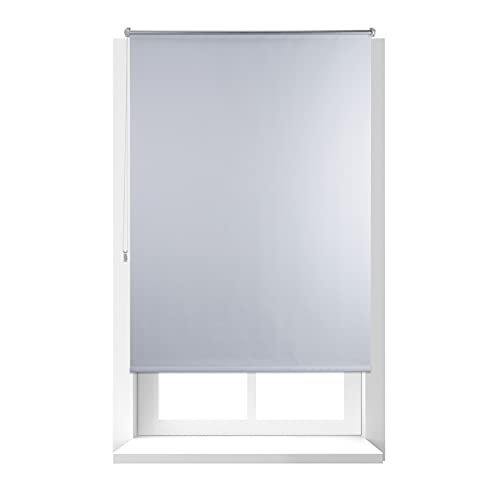 Relaxdays Thermal Blackout Blinds, Heat Protection, Side-Pull Roller Shades, No Drilling, 110x160cm, White