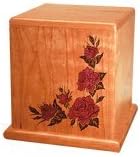 The Vertical Purple Rose Mosaic Cherry Wood Adult Cremation Urn