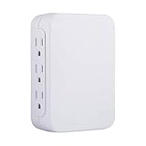 GE Pro 6 Outlet Wall Tap Surge Protector, Side Access, Power Outlet Adapter, 3 Prong Wall Mount, Plug In Outlet Extender, 1200 Joules, Warranty, UL Listed, White, 10353