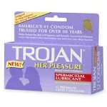 Trojan Her Pleasure Latex Condoms, Spermicidal Lubricant, 12-Count Boxes (Pack of 3)