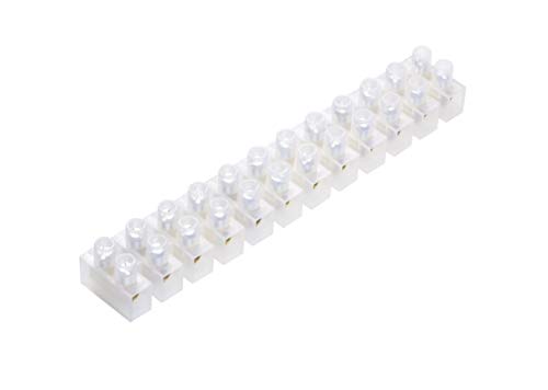 GTSE 10 Pack of 12 Way 60 Amp Electrical Connector Block, 187mm Length, White Terminal Block Electrical Connector Strips