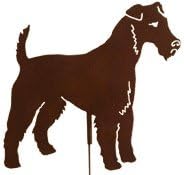 Fox Terrier Metal Garden Stake, Dog Memorial, Metal Yard Art