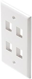 Black Point Products BT-202 White Cat-5 4-Cavity Keystone Wall Plate, White