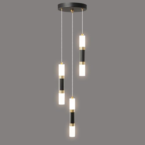 ZYBWL Modern Pendant Lamp Black 3 Flame LED Mini Dining Room for Kitchen Living Room Bedroom Bar Black Gold Small Height Adjustable