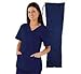 Natural Uniforms Women's Mock Wrap Scrub Set (Navy Blue) (Medium)