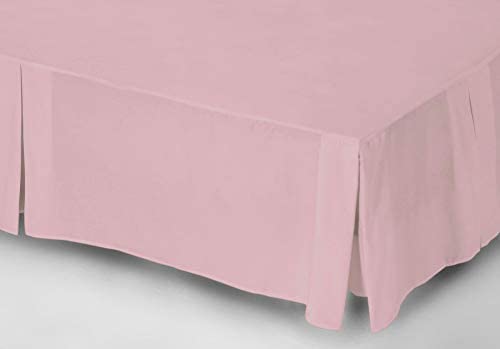 HASSTEX Pleated Poly-Cotton Platform Base Valance 40CM Sheets 200 Thread Counts(Pink-Superking)