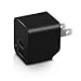 AMEMO 12W 2.4A Dual USB Port Wall Charger Adapter with Foldable Plug for Smartphones, Black