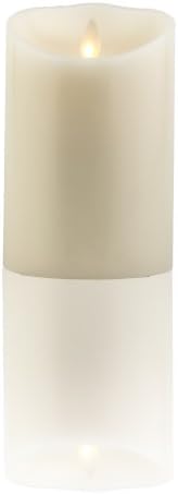 Claire Candle : Luminara Flameless Candles Pillar 3.5" x 5" Ivory Color (Vanilla Scented) Realistic Flame LED Wax Candle Light with Timer