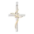 14 Karat Gold Plate and Rhodium Plated Sterling Silver Cross Pendant