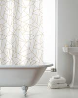 JRI® Shower Curtain PEVA Waterproof Sephina Printed Bathroom AssortedDesign(Gold Pattern-180x180) - (Same Day Dispatch)
