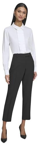 KARL LAGERFELD Paris Womens Straight Leg Belted Suit Pant, Black, 14