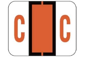 Doctor Stuff - File Folder Labels, Alphabet Letter C, Compatible with Smead BCCR/BCCS - TPAM Series, Orange, 1" x 1-1/4", 500/Roll