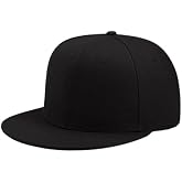 Boolavard Classic Snapback Hat Cap Hip Hop Style Flat Bill Blank Solid Color Adjustable Size