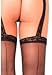 Leg Avenue Women's Sheer Stockings with Attached Lace Garter Belt, Black Backseam, One Size