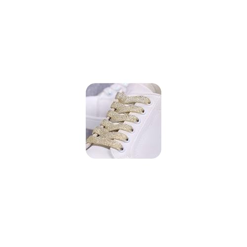 YIMINBO Glitter Flat Shoelaces for Sneakers, 20 Colors Available, Polyester Material (Light Gold,47"/120cm) at Amazon