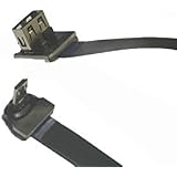 Short Flat Slim Thin Ribbon FPC Cable Micro USB 90 Degree Male Angle to Standard USB A Female 90 Degree up Angled Receptacle for sync and Charging Black (5CM, 1.95