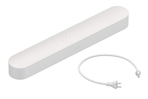 All-new Sonos Beam and Short Cable. Compact Smart TV Sound bar with Amazon Alexa voice control built-in. Wireless Sound System and Music Streaming for your home. (White)