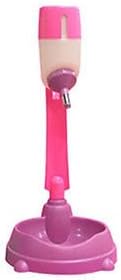 PET Dog Cat Water Bottle Food Bowl 2 in 1 Stand-type Feeder Dish Bowl Bottle Pink Color