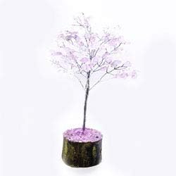 Urbanshopee Rose Quartz Feng Shui Bonsai Money Tree for Reiki Healing, Chakra Balancing, Home & Office Decor Size: 7-8 Inch Approx (Silver Wire)