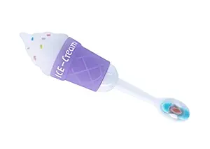 DC DECORIO Children Infant Toothbrush Ice Cream Model For 2-6 Years Mouth-Cleaning Silicone Clean Brushing Kids Teeth Dental Care Hand-Held Version (Ice Cream-Purple)