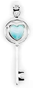 AZIEL 925 Sterling Silver and Natural Larimar Pendant WITH FREE STERLING SILVER CHAIN