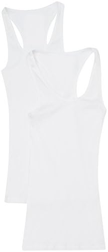 2 Pack Zenana Women's Ribbed Racerback Tank Tops Small White, White