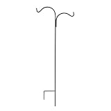 Double Sided Shepherd Hook 65 Inch Heavy Duty 1/2 inch Thick Rust Resistant Steel with Two Hooks, Two Sided Shepherd's Hook, Black Two-Sided Basket Hanger Bird Feeder & Lantern Pole