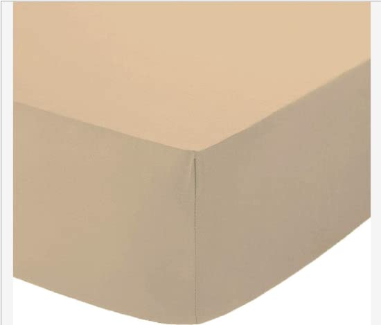 Boomerangg Fitted Sheet Super Soft Easy Care Polycotton Bed Linen with 25CM Depth Luxury Bedding Bedsheet (Latte, King)