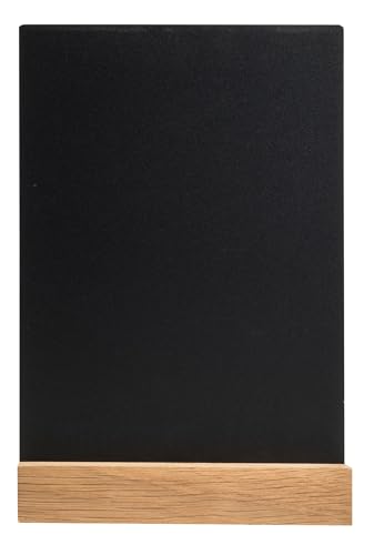 Exacompta - Ref 85240D - Box of 20 Message Holders with Wooden Base A5, Table Board - Slate Double-Sided menu Holder - for Cafe, bar, Restaurant, foodtruck - 14.8 x 5 x 21 cm - Black