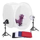 UPC 804808337494, Neewer 30&quot;/76cm Photography Shooting Tent Kit, Including (2) 30 Watt 5000K Light Bulbs,(2) Studio Lights (1) 30&quot;/76cm Studio Light Tent with (4) Backgrounds - Black/White/Dark Blue/Red