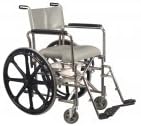 Rehab Shower Commode Wheelchair, Loback, with Caster Pin Locks