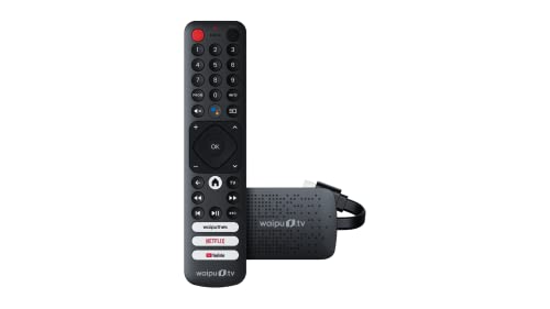 waipu.tv 4K Stick (1. Generation) | Inkl. Fernbedienung mit Schnellwahltasten | Fernsehen über WLAN | HDMI | 4K | HDR | Dolby Atmos | Voucher für 3 Mo