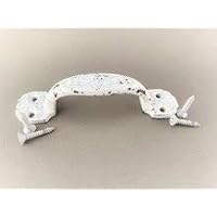 BI01RE1022-4.25W_10 - Cast Iron 4.25" Tray/Drawer/Door Handle Pull - Screws Included (Antique White, Set of 10pcs)