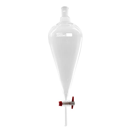 2000ml Separatory Glass Funnel PTFE Stopcock Large Pear Separating