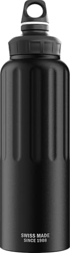 Sigg - Alu Trinkflasche - Sportflasche WMB Traveller Schwarz - Klimaneutral Zertifiziert - kohlensäurehaltige Getränke - Auslaufsicher - Federleicht -