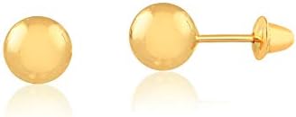 18k Hypoallergenic Solid Yellow Gold Ball Push Back Stud Earrings (3 mm)