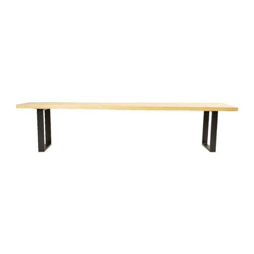 CASA FERRO Elegante Banca Exterior Resistente de Madera Maciza y Metal. Pie de Cama King Size, Comedor, Terraza, Jardín. Estilo Moderno Minimalista. (Pino Natural XG 2.00 m)