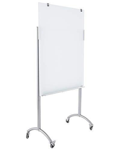 Iceberg Clarity Mobile Glass Easel, 36" x 48" x 74", Silver