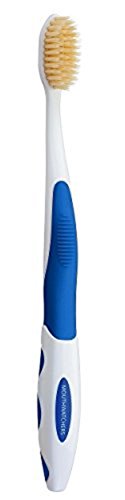 Mouth Watchers Antimicrobial Toothbrush with Flossing Bristles, Adult Blue